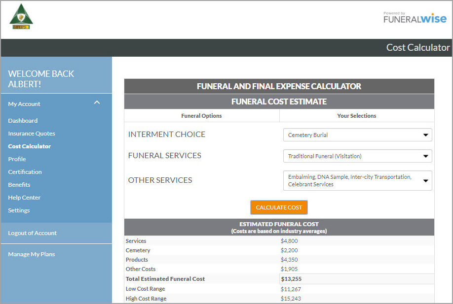 Funeral and Final Expense Calculator